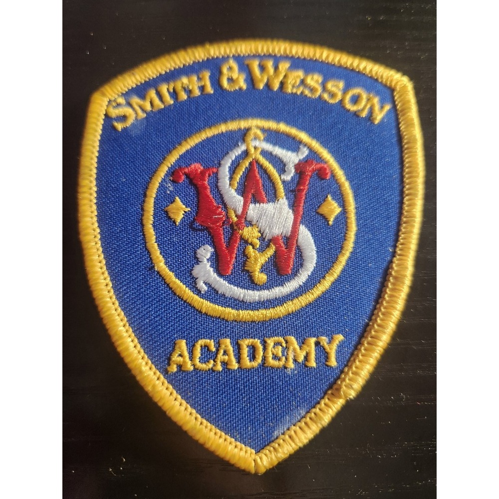 Vintage Smith & Wesson Academy Patch Sew-On Embroidered Blue Gold Shield